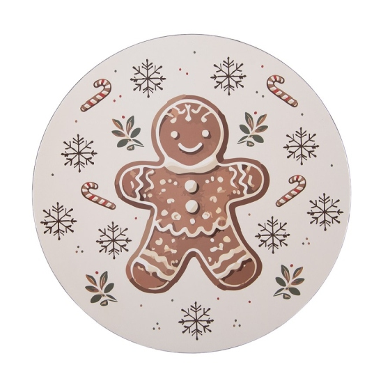 Karácsonyi műanyag dekortányér 40×1 cm, Classic Gingerbread Magic