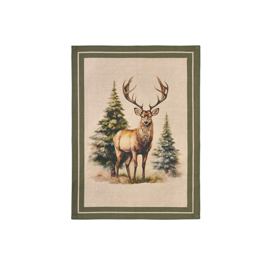 Karácsonyi Konyharuha 50x70 pamut Bosco incantato szarvas