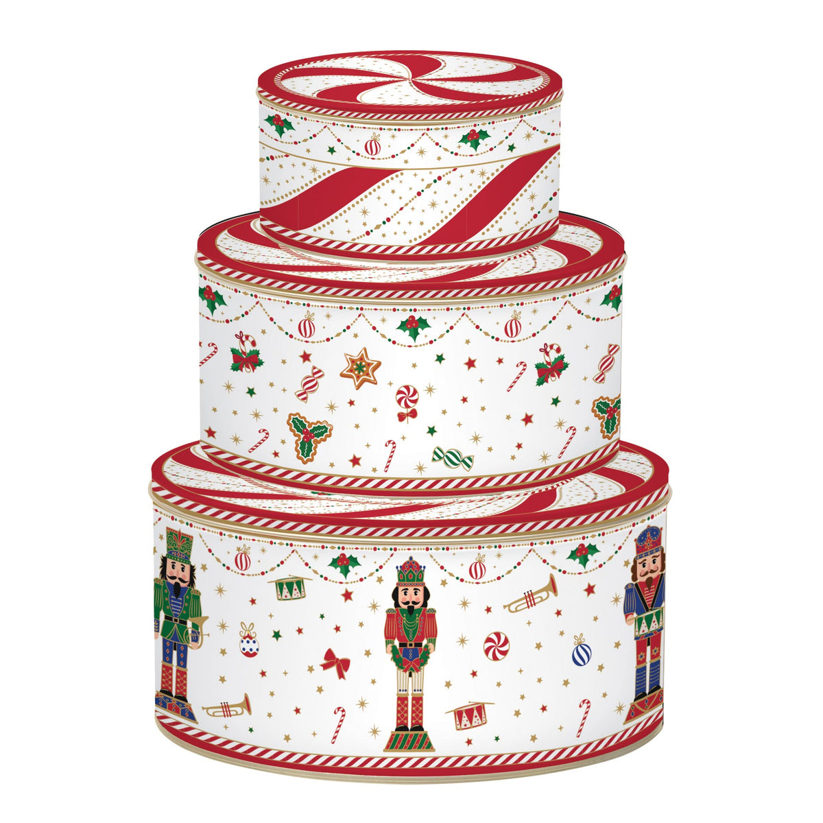 Karácsonyi fém tárolódoboz 3 db szett Nutracker Twist