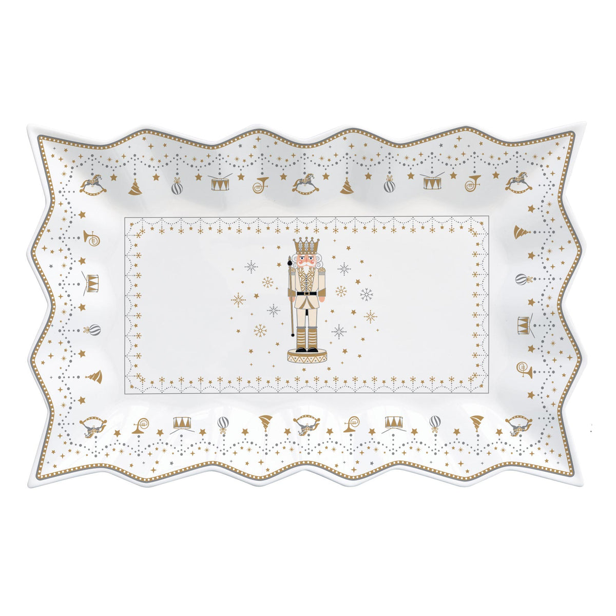 Porcelán diótörős karácsonyi kínáló tálca 35x23 cm Royal Nutcracker