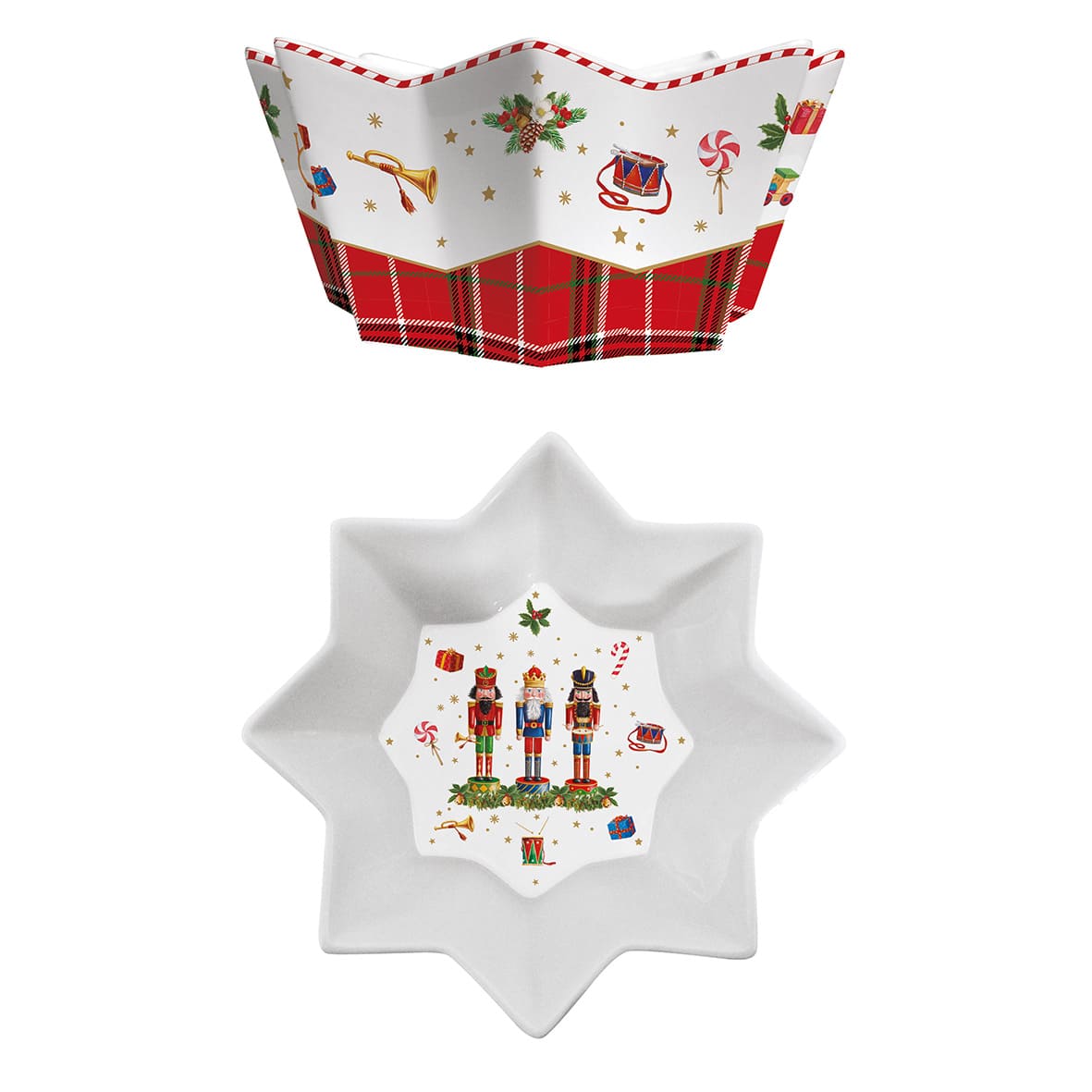 Porcelán karácsonyi diótörős tál 20 cm Vintage Nutcracker