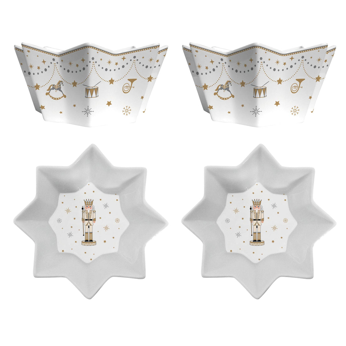 Porcelán diótörős karácsonyi kínáló tál 14 cm 2 db Royal Nutcracker