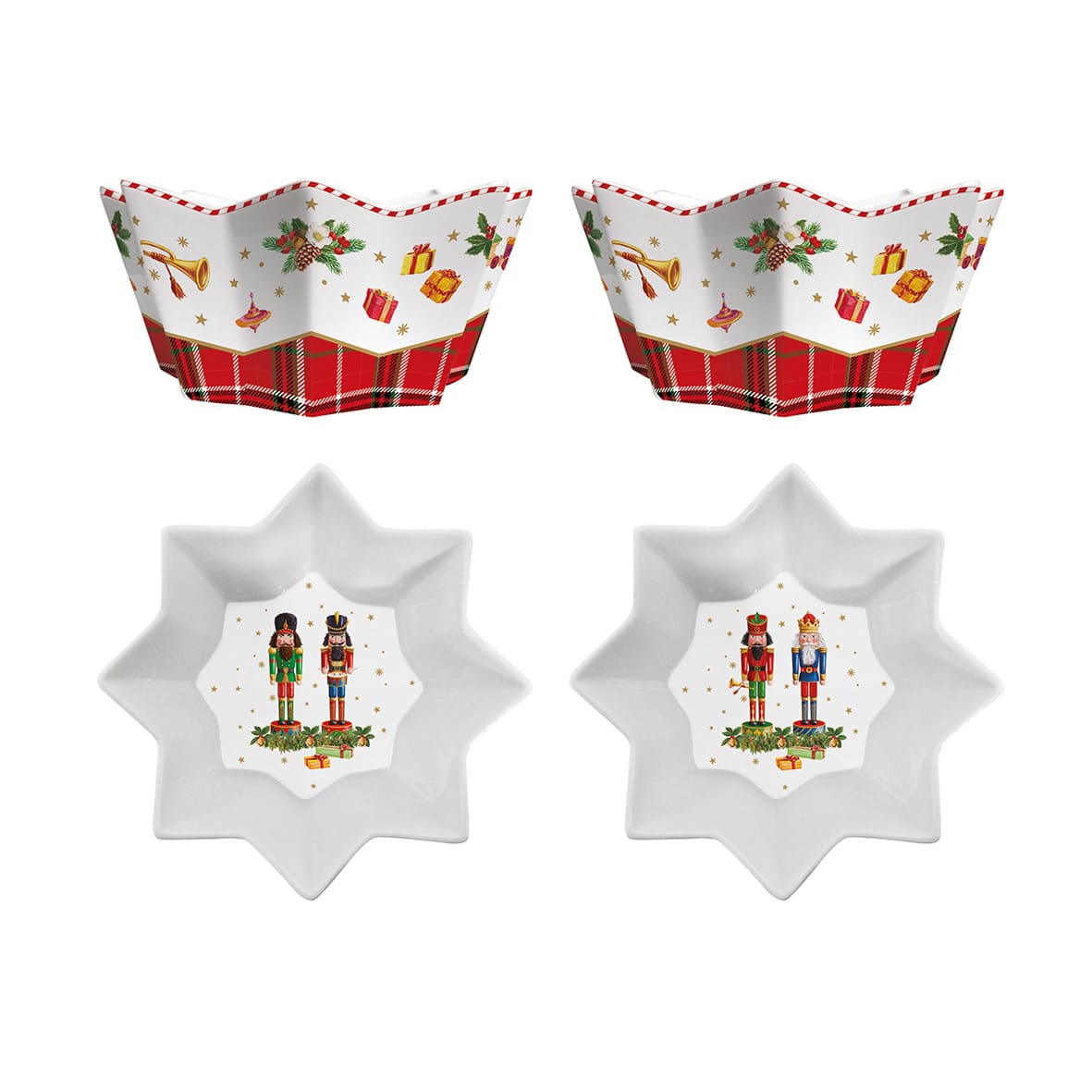 Porcelán karácsonyi diótörős tálka 14 cm 2 db Vintage Nutcracker