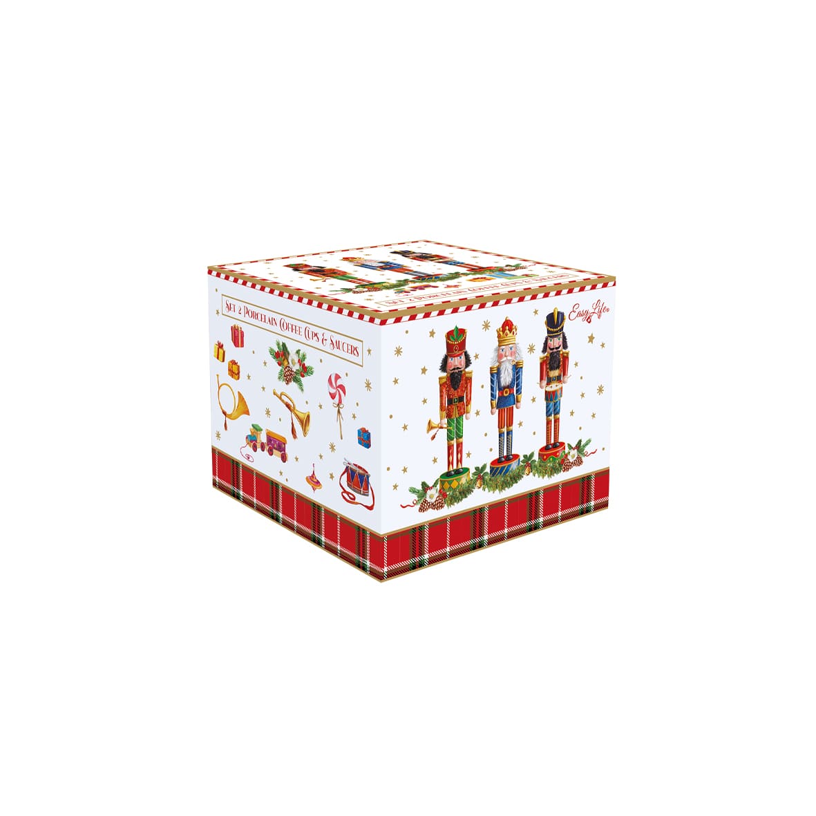 Porcelán karácsonyi diótörős kávés csésze 2 db szett Vintage Nutcracker
