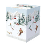 Porcelán karácsonyi bögre fém szűrővel díszdobozban síelés motívummal