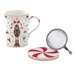 Karácsonyi diótörő porcelán bögre szűrővel Nutracker Twist