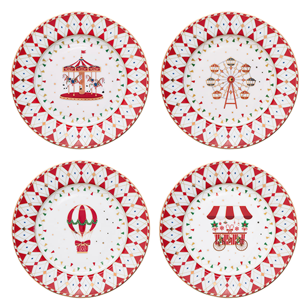 Christmas Wonderland karácsonyi porcelán desszertes tányér 4 db szett