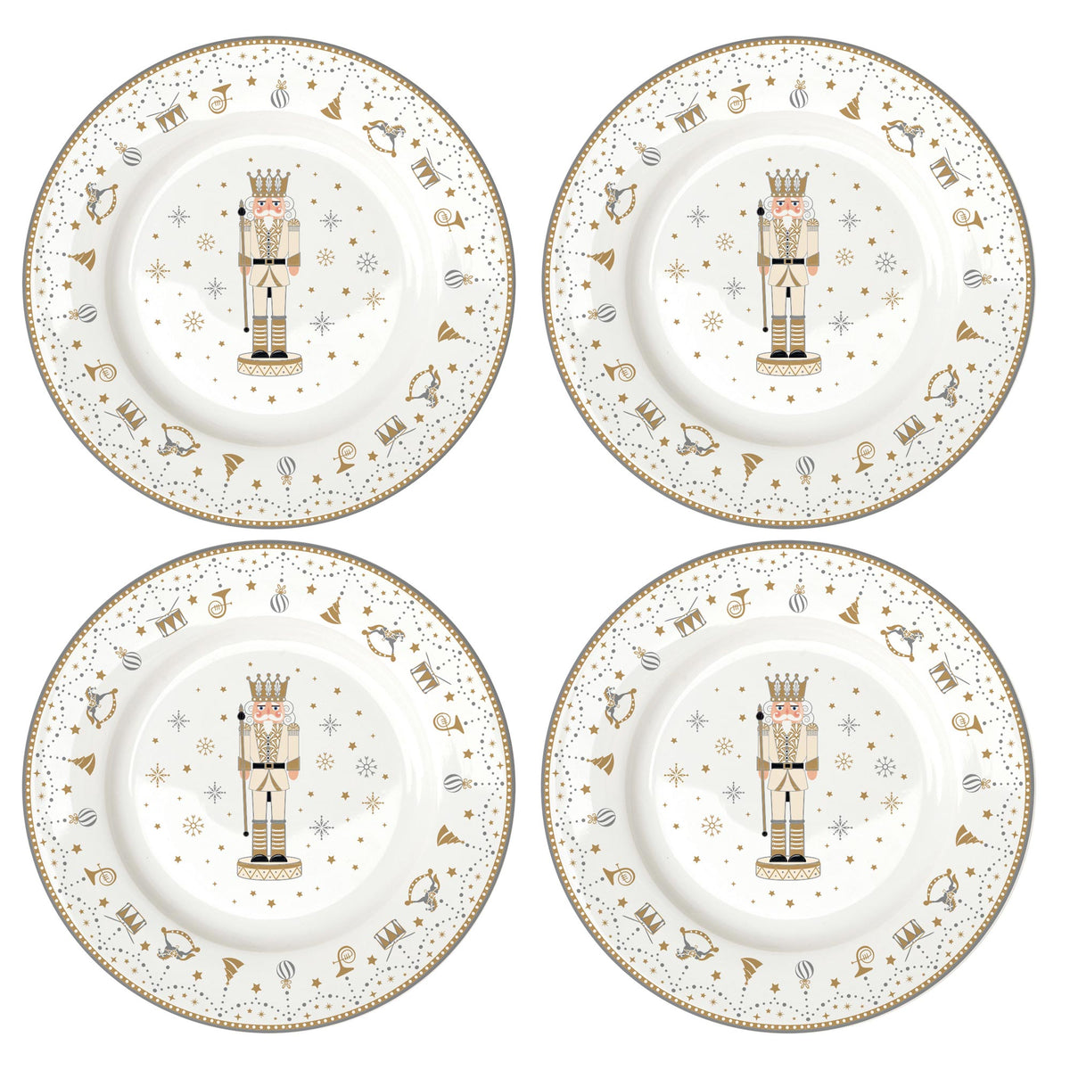 Porcelán karácsonyi desszertes tányér 4 db szett díszdobozban Royal Nutcracker