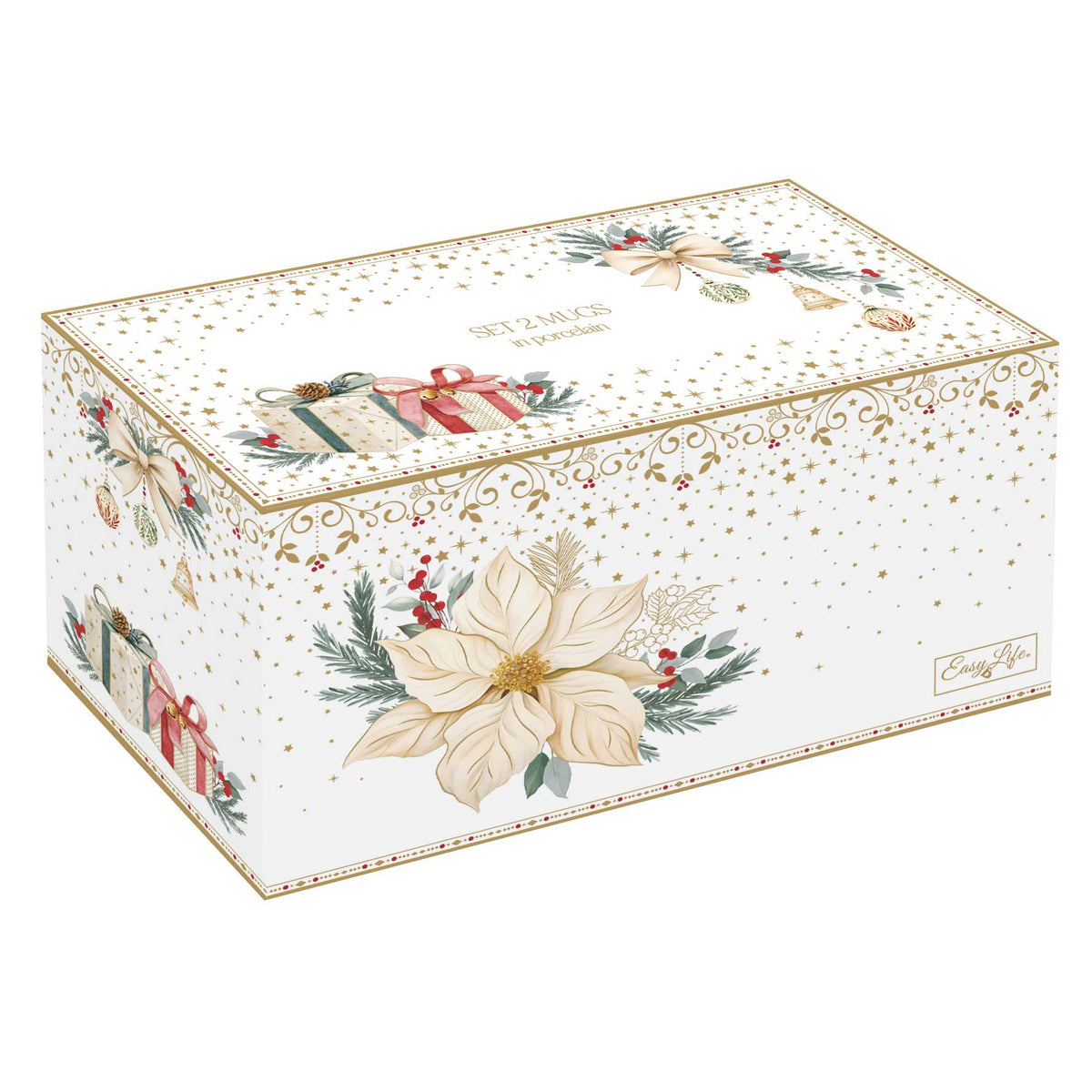 Karácsonyi porcelán bögre 275 ml 2 db-os díszdobozban White Elegance