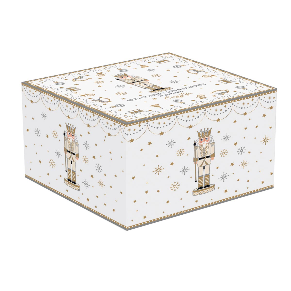 Porcelán diótörős karácsonyi kávés csésze aljjal díszdobozban Royal Nutcracker