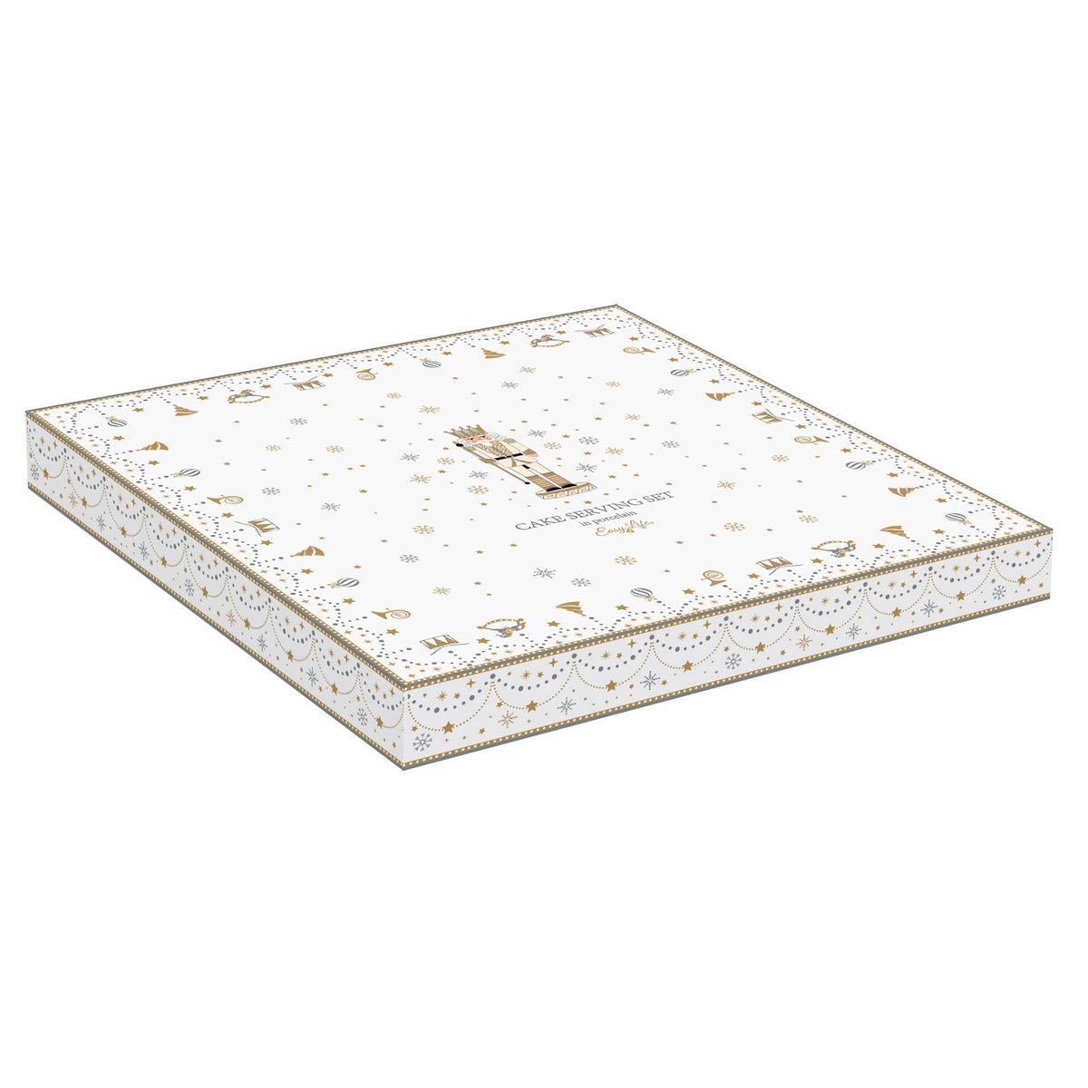 Porcelán diótörős karácsonyi tortatál lapáttal Royal Nutcracker