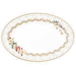 Karácsonyi porcelán ovális tálca 35x23,5 cm díszdobozban White Elegance