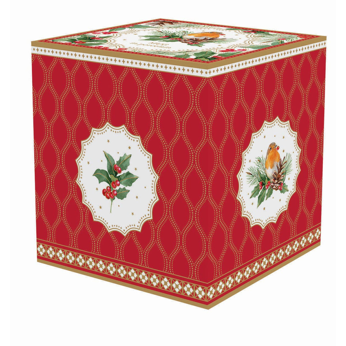 Porcelán karácsonyi bögre vörösbegy madaras díszdobozban Christmas Berries