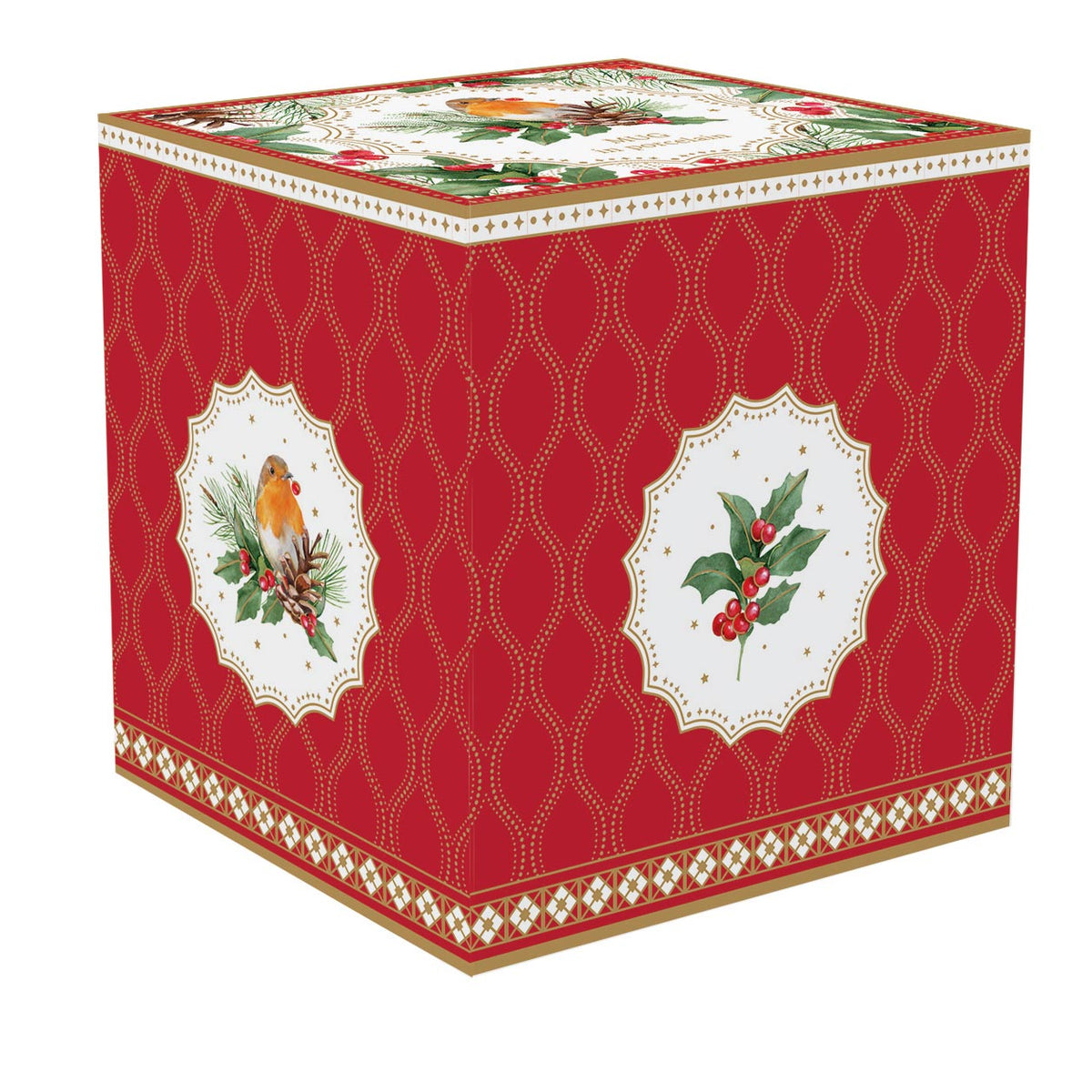 Porcelán karácsonyi bögre vörösbegy madaras díszdobozban Christmas Berries
