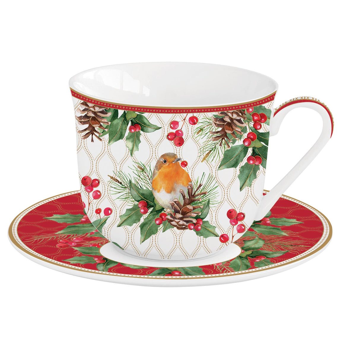 Porcelán karácsonyi nagy csésze 370 ml díszdobozban Christmas Berries