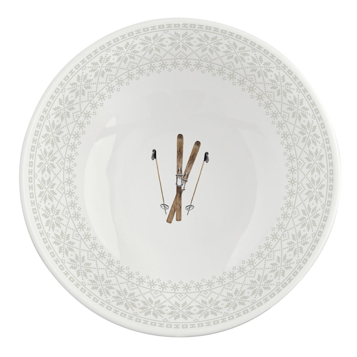 Porcelán karácsonyi tál 15 cm síelés motívummal