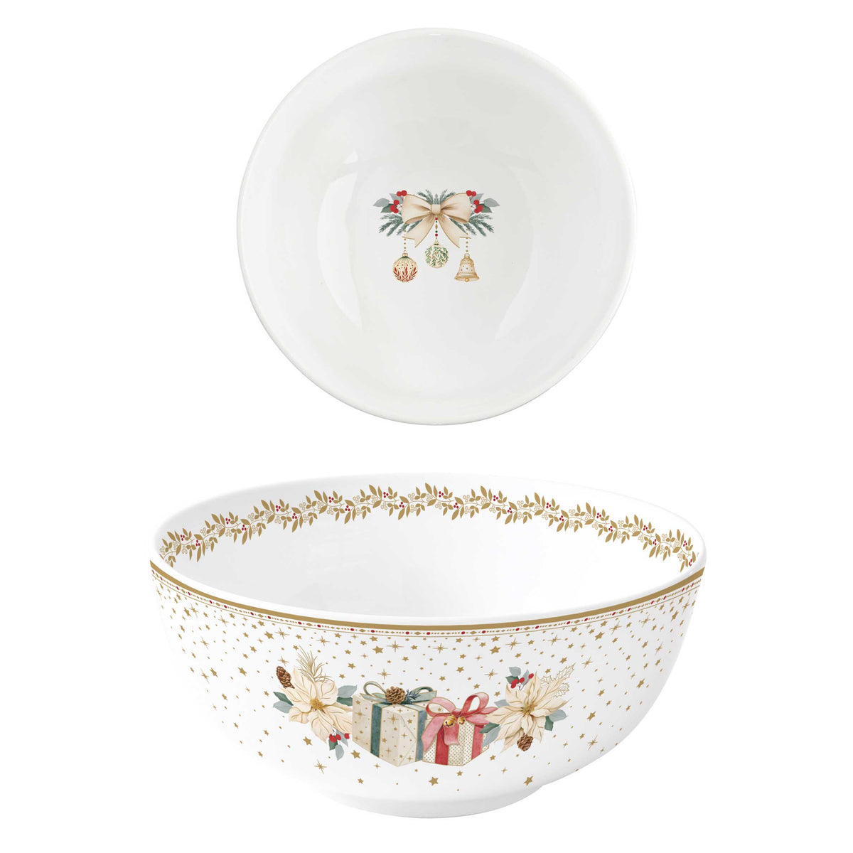 Karácsonyi porcelán müzlis tálka 15 cm White Elegance