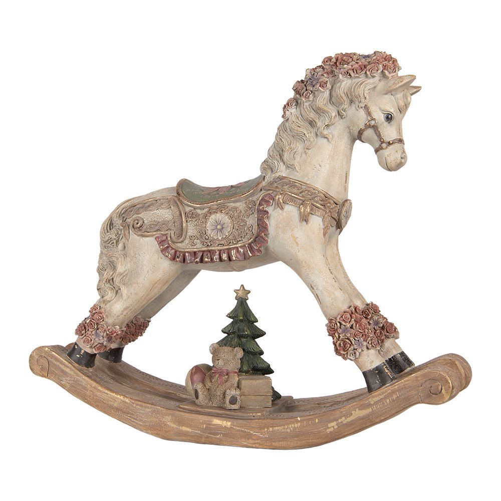 Karácsonyi hintaló figura 46 cm – bézs