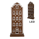 Nagyméretű karácsonyi mézeskalács házikó LED világítással 75 cm – fehér, barna