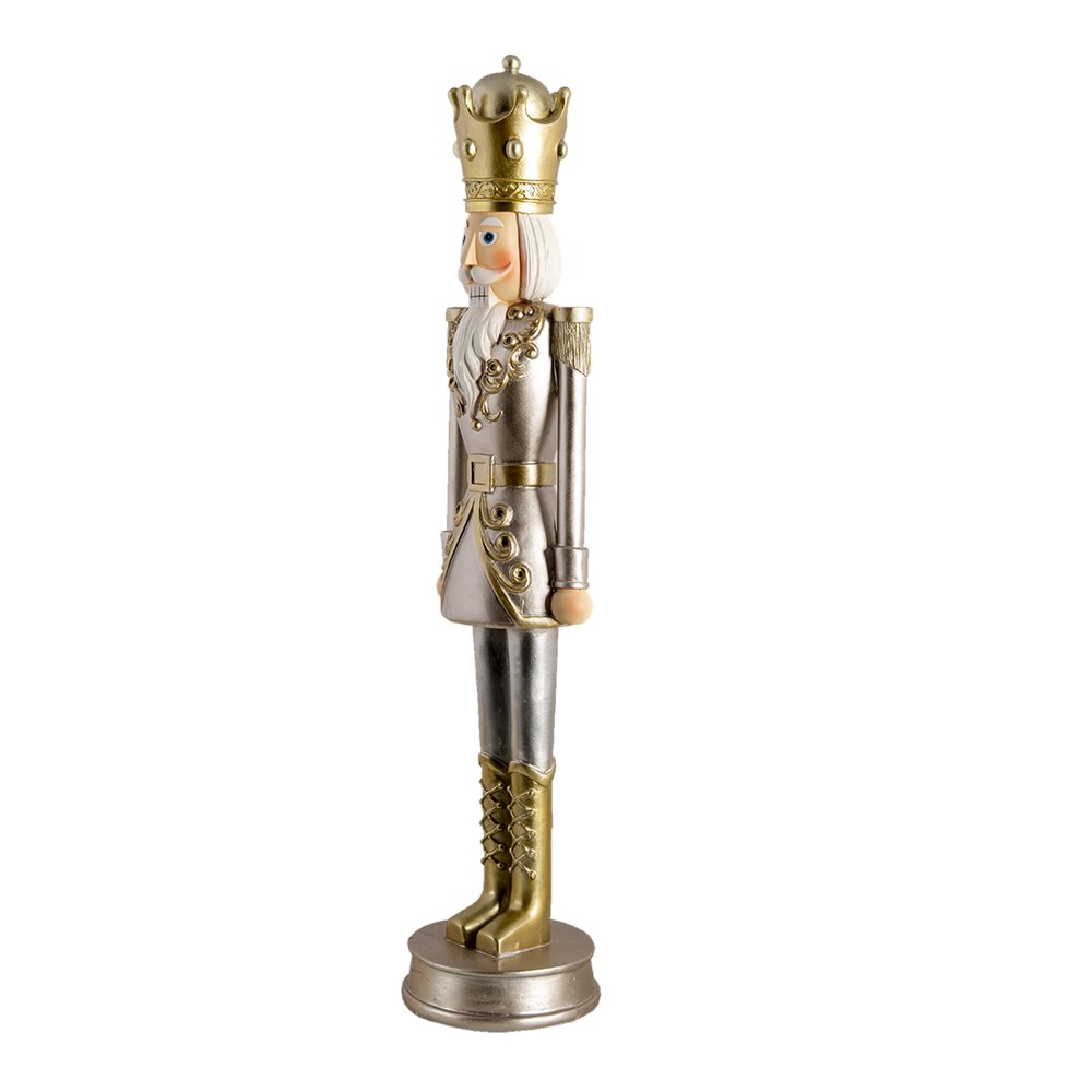 Nagyméretű karácsonyi diótörő figura 56 cm – arany, ezüst