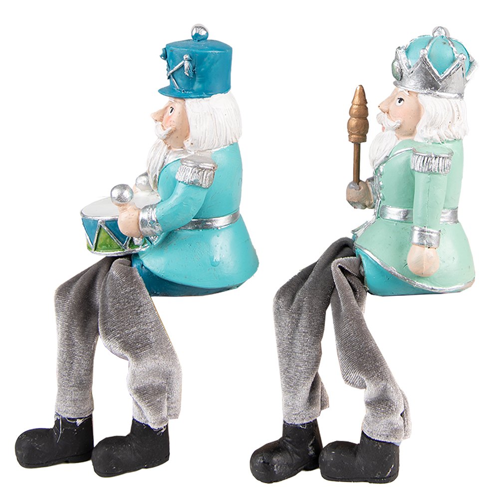 Karácsonyi diótörő figura 21 cm – zöld, kék