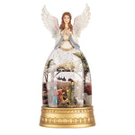 Karácsonyi angyal figura LED világítással és zenével 32 cm – fehér