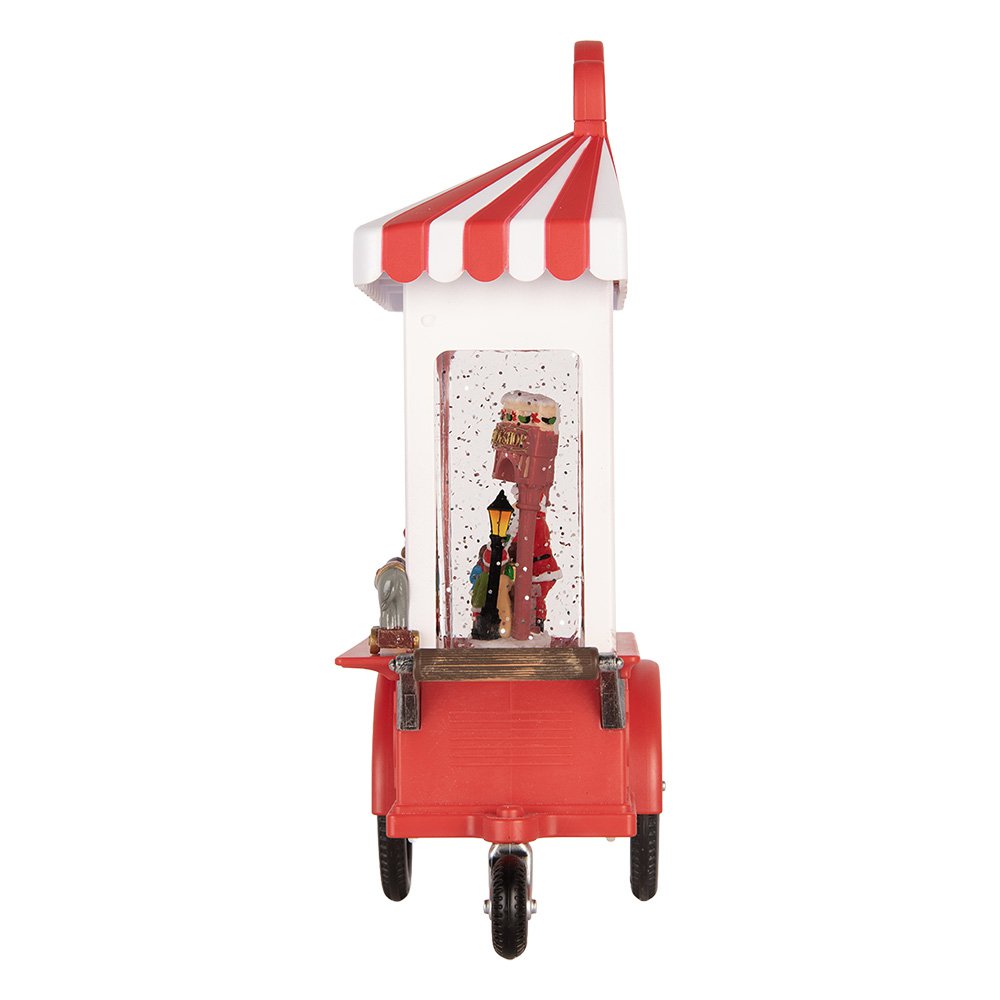 Karácsonyi ajándék dekoráció LED világítással és zenével 27 cm – piros