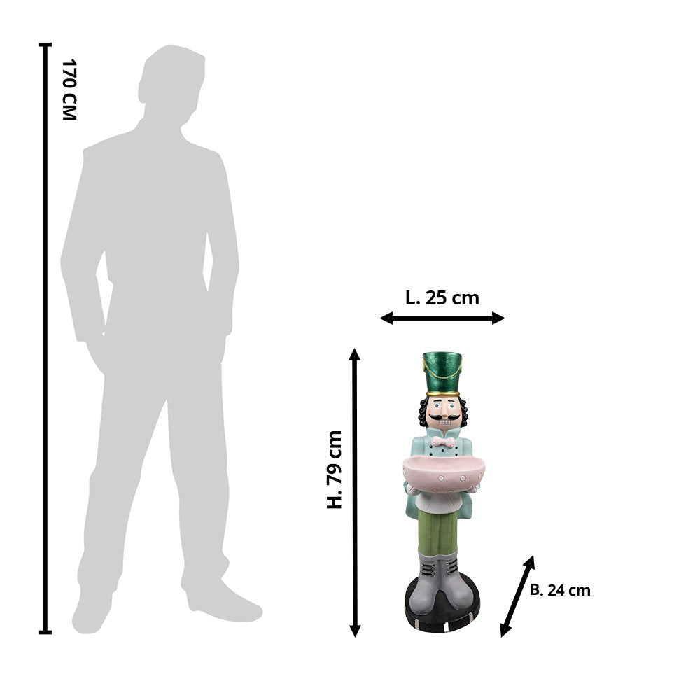 Nagyméretű karácsonyi diótörő figura 79 cm – zöld, kék