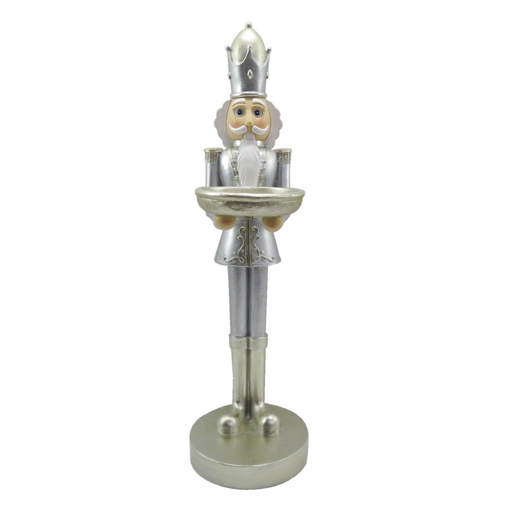 Karácsonyi diótörő figura 40 cm – fehér, ezüst