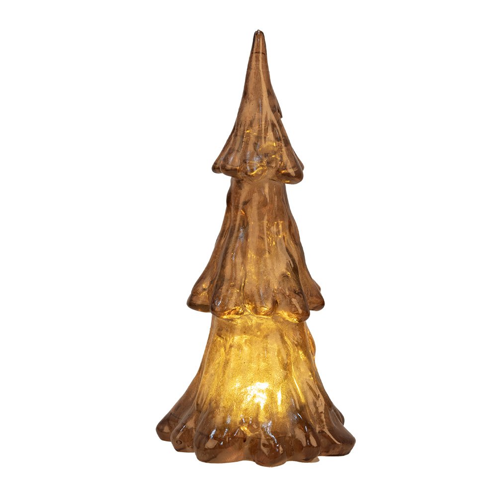 Karácsonyfa LED világítással 24 cm – barna, arany