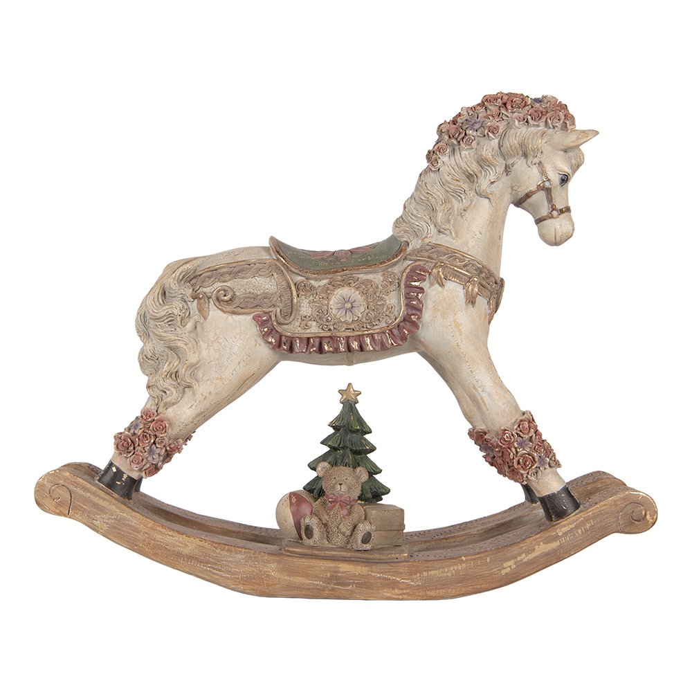 Karácsonyi hintaló figura 46 cm – bézs
