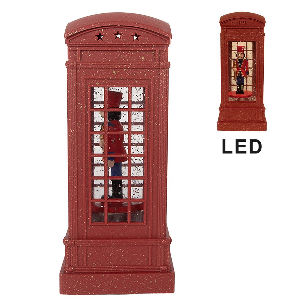 Karácsonyi diótörő figura LED világítással és zenével 21 cm – piros