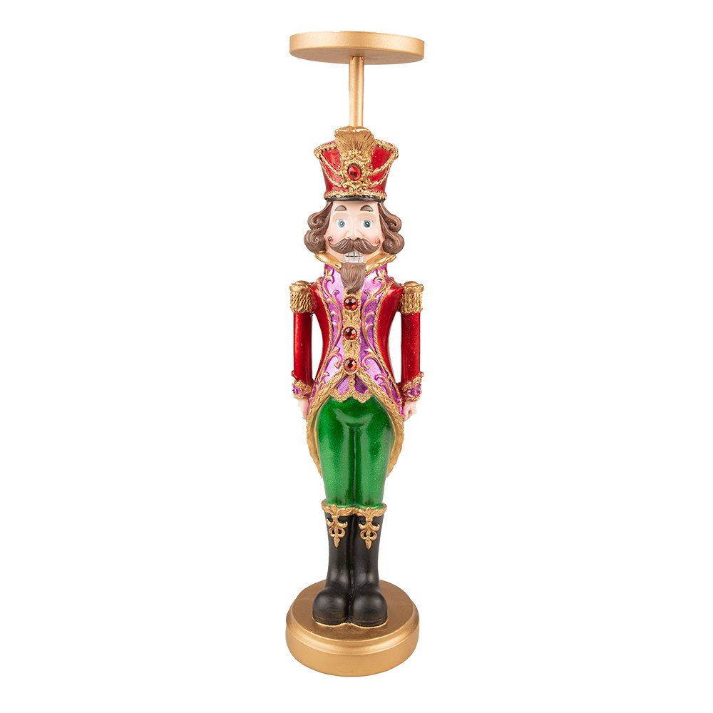 Karácsonyi diótörő gyertyatartó 42 cm – piros, zöld