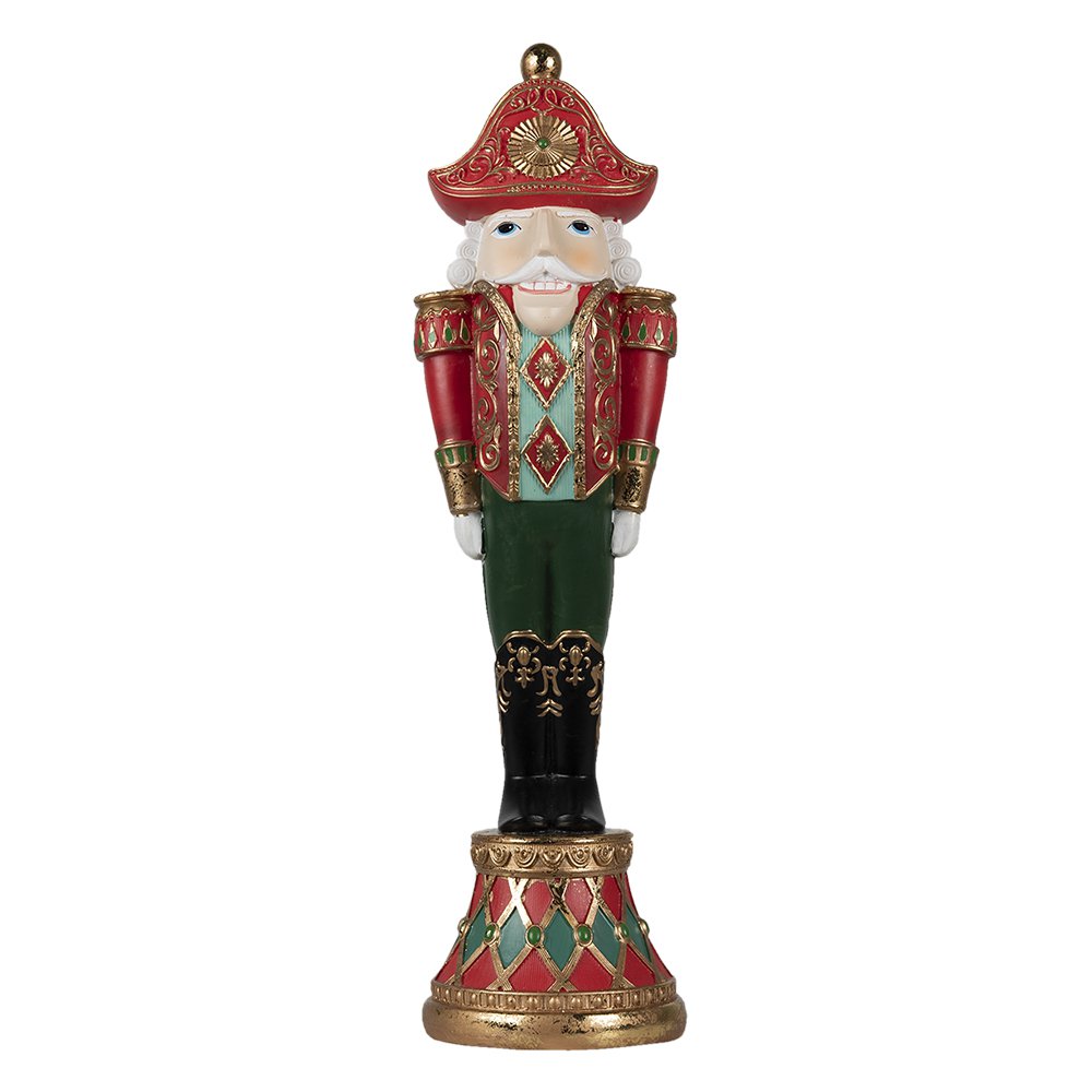 Karácsonyi diótörő figura 36 cm – piros, zöld