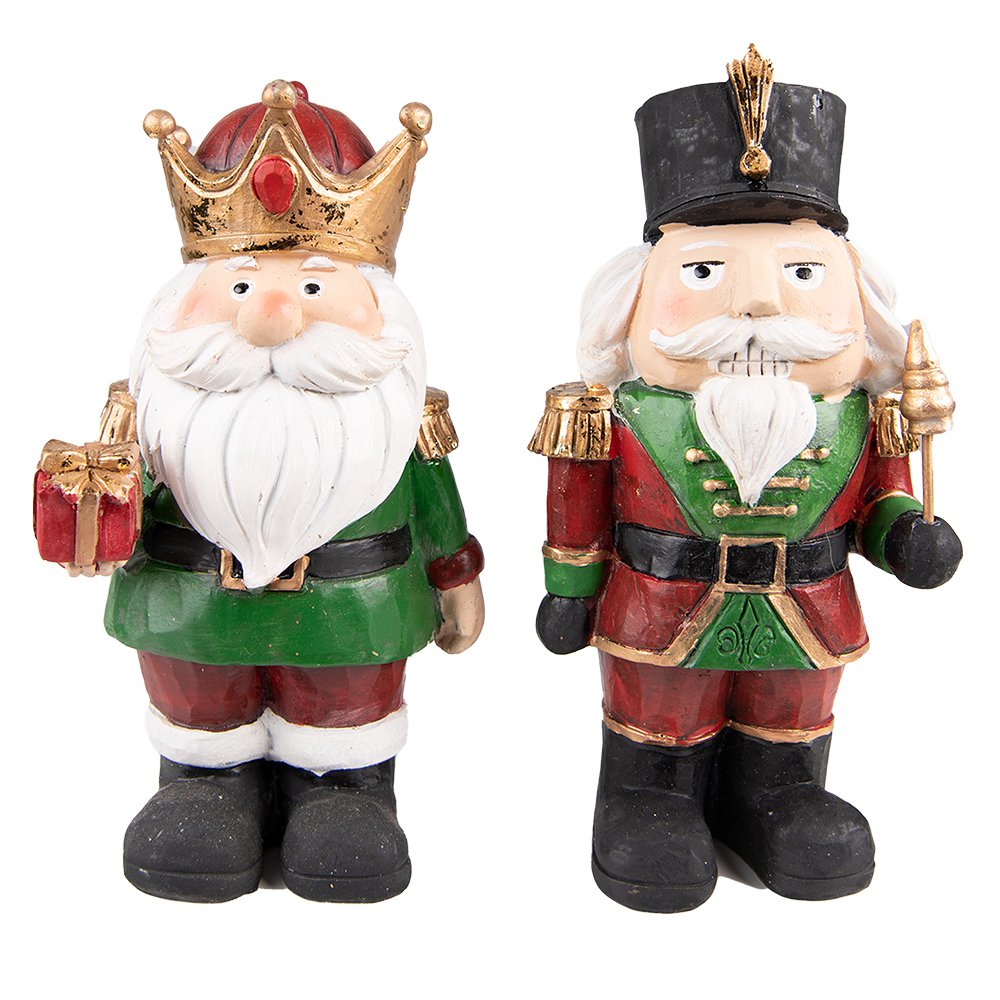 Karácsonyi diótörő figura 21 cm – piros, zöld