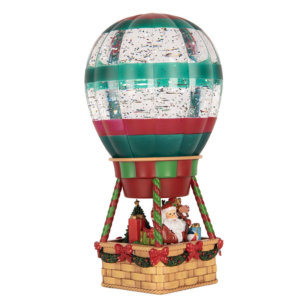 Karácsonyi hőlégballon dekoráció LED világítással és zenével 25 cm – barna
