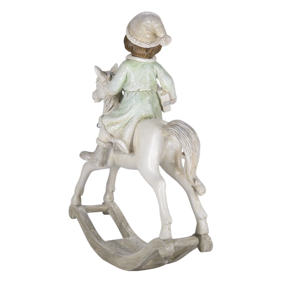 Karácsonyi hintaló figura 26 cm – zöld, bézs