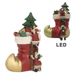 Karácsonyi egér figura LED világítással 19 cm – piros, zöld