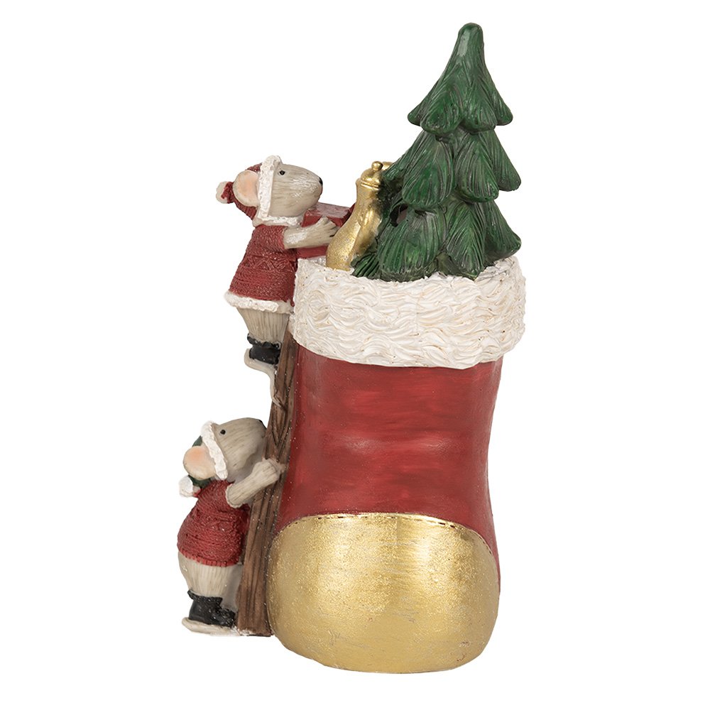 Karácsonyi egér figura LED világítással 19 cm – piros, zöld