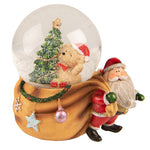 Karácsonyi télapó figura zenével 14 cm – barna, arany