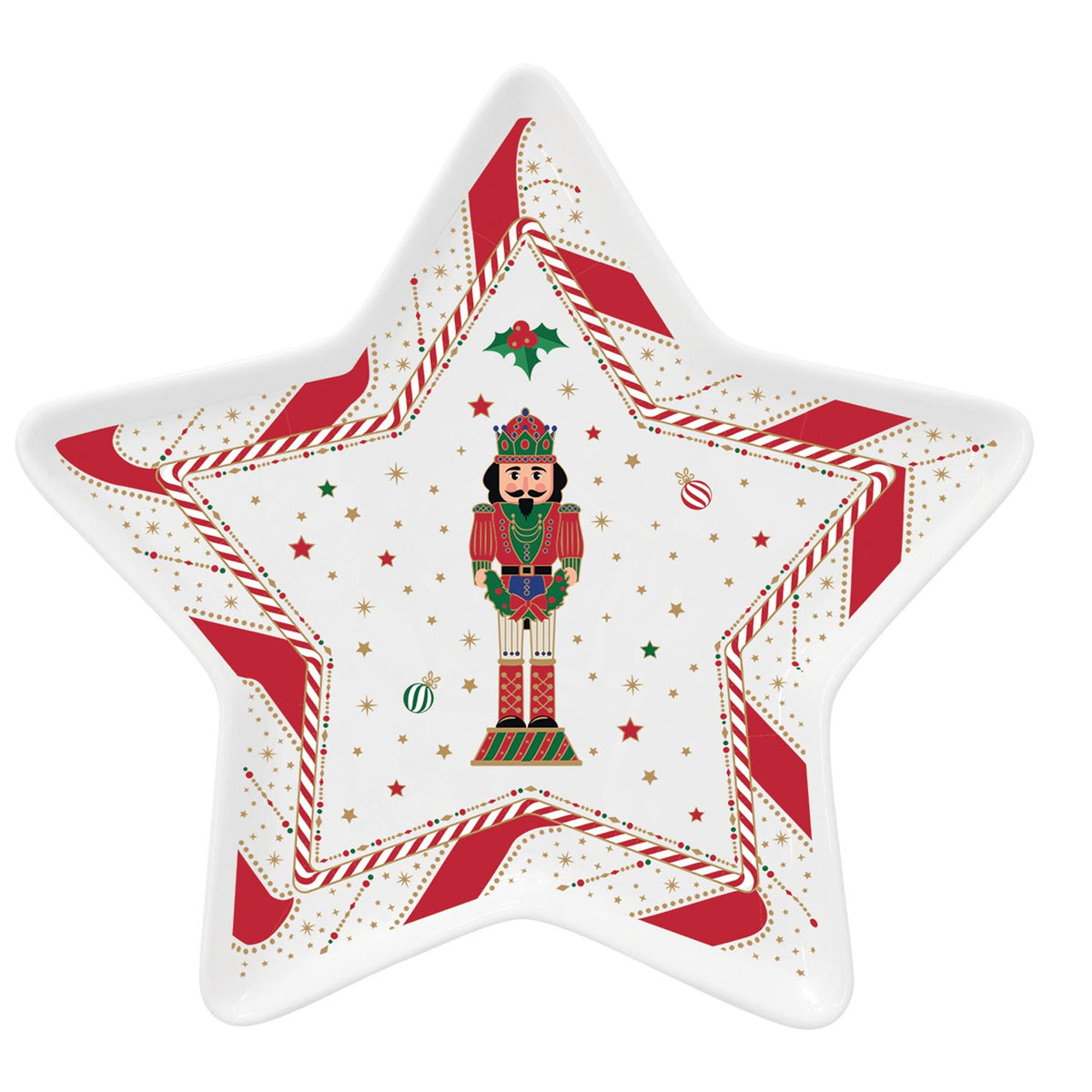 Karácsonyi diótörő porcelán csillag tálca 19,5 cm Nutracker Twist