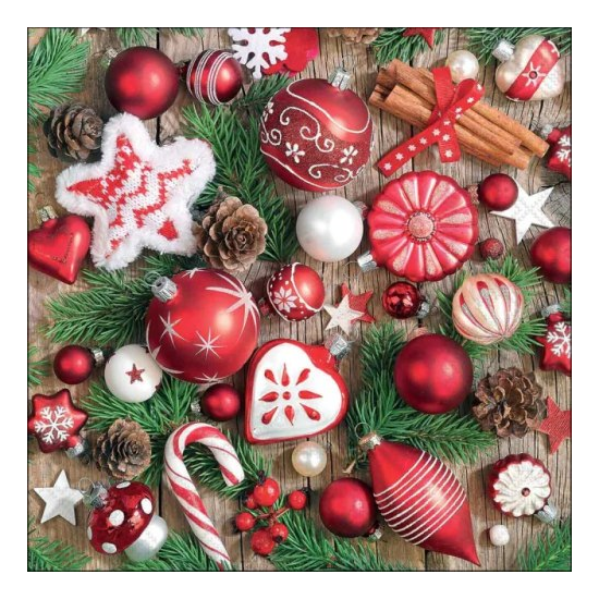 Karácsonyi szalvéta – Joyful decorations, 33x33 cm, 20 db-os