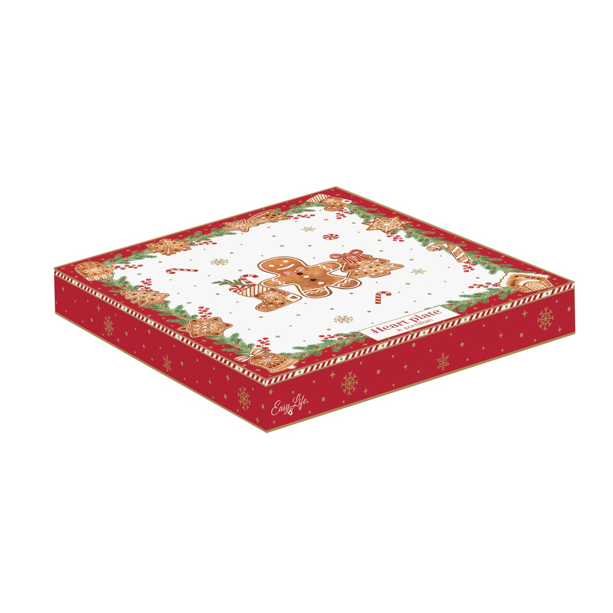 Karácsonyi mézeskalács figurás porcelán szív alakú tálca