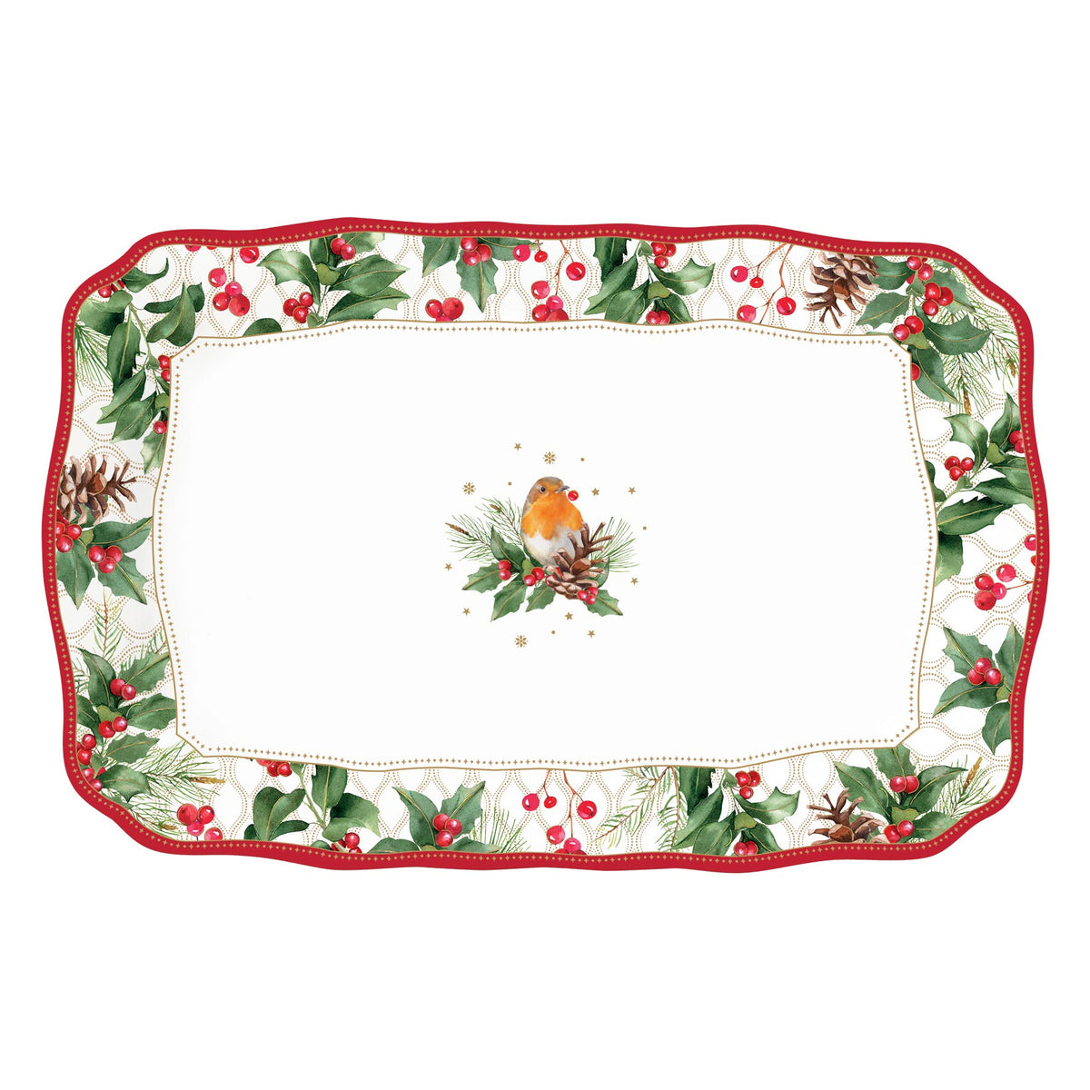 Porcelán karácsonyi kínáló tál 35x23 cm Christmas Berries