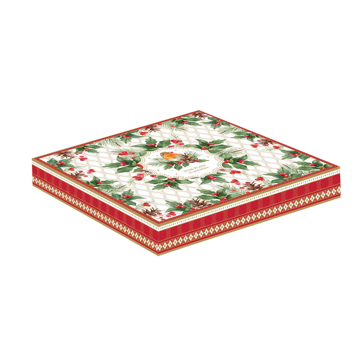 Porcelán karácsonyi csillag alakú kínáló tál Christmas Berries