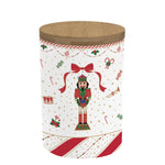 Karácsonyi porcelán konyhai tároló bambusz tetővel Nutracker Twist