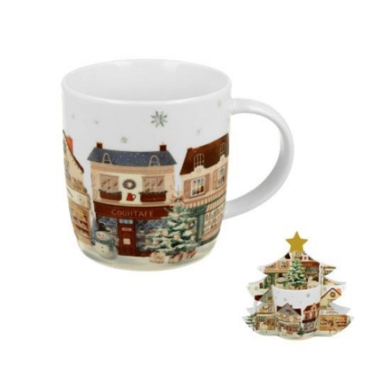 Karácsonyi Porcelán bögre 400 mlfenyőfa díszcsomagolásban, Christmas City 2