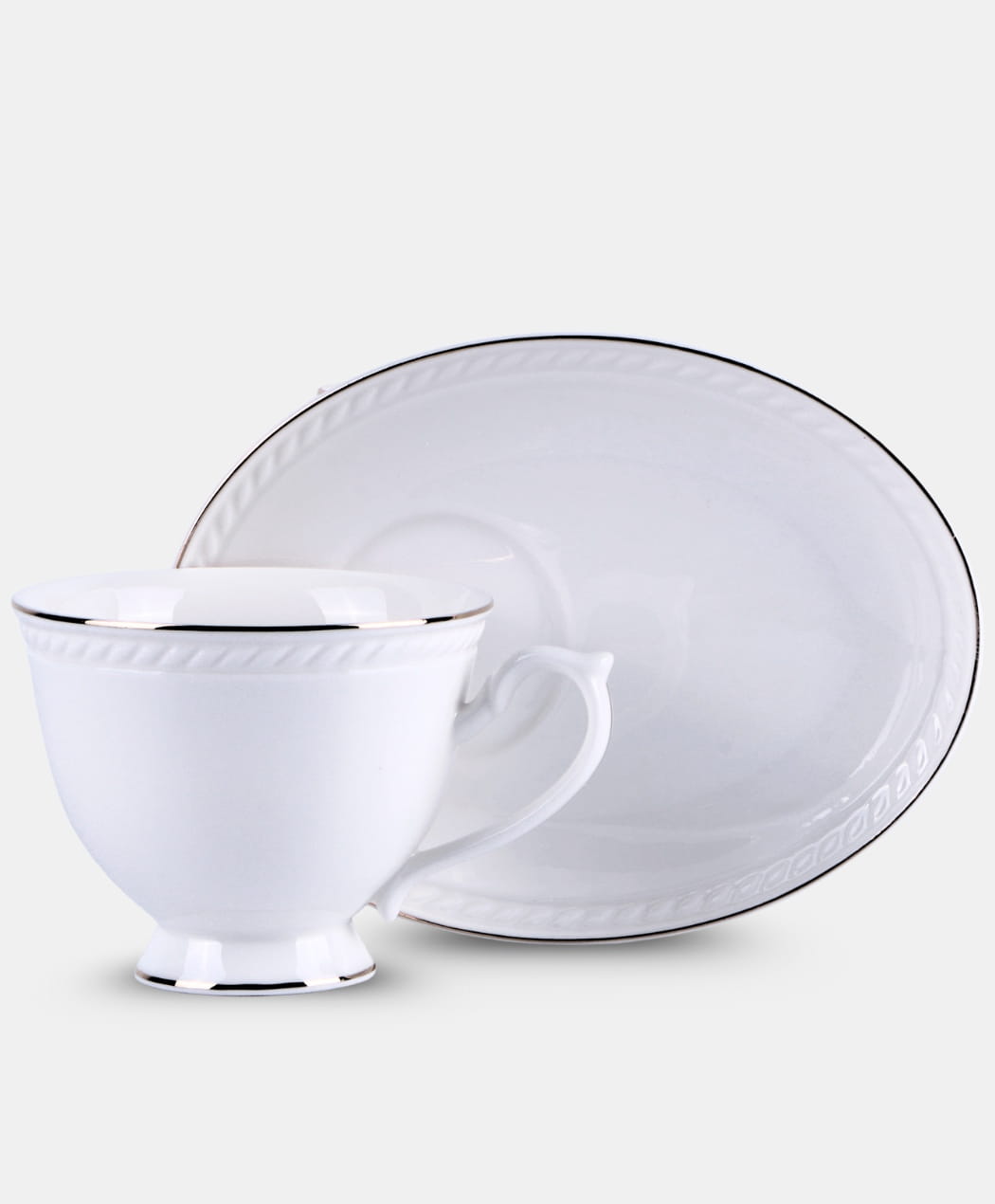Dominica fehér elegáns porcelán csésze + alj 220 ml 6 személyes díszdobozban Veroni