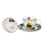 Karácsonyi macis porcelán csésze aljjal, 2 személyes szett 270 ml – Teddy Noel (díszdobozban)