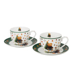 Karácsonyi macis porcelán csésze aljjal, 2 személyes szett 270 ml – Teddy Noel (díszdobozban)